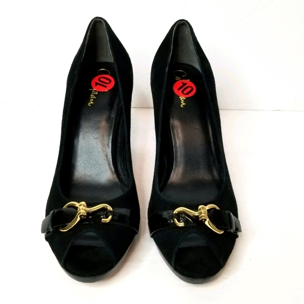 Cole Haan Suede peep toes heels‎